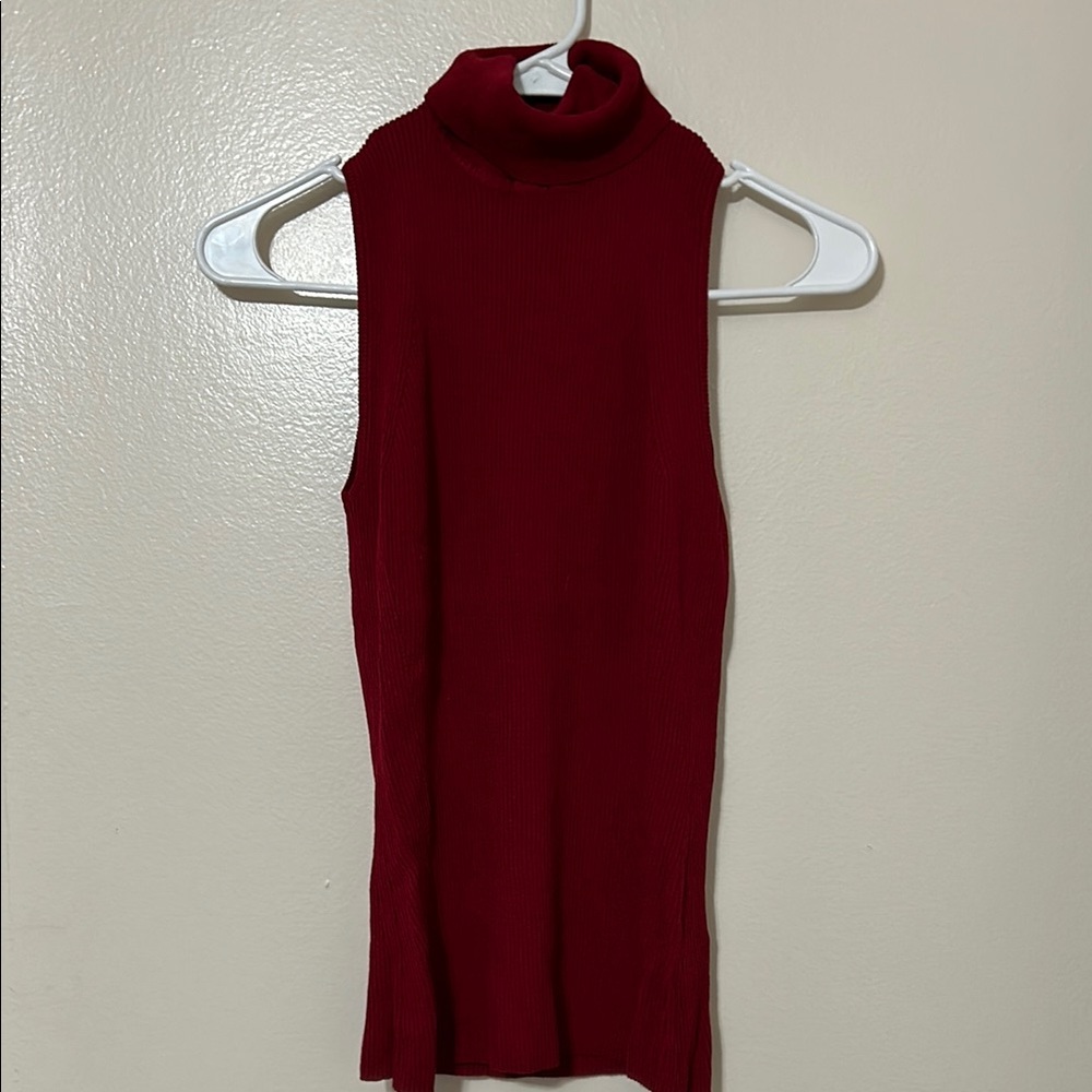 Red Sleeveless Turtleneck sweater top